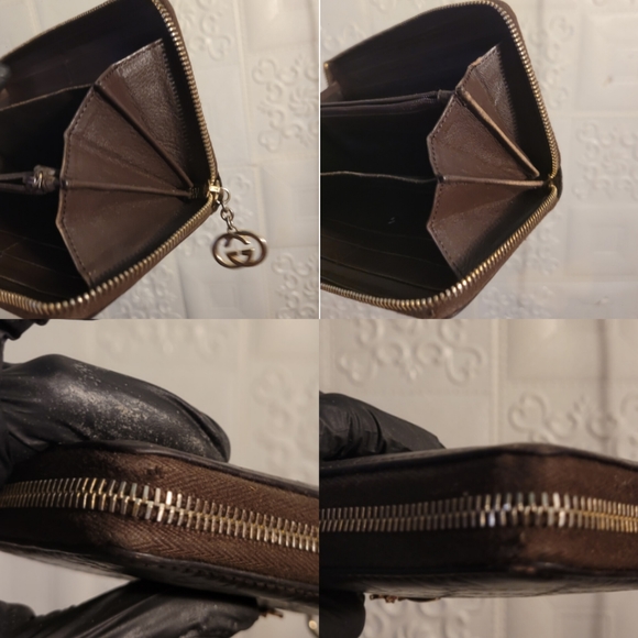 GUCCI Bee GG Interlocking Monogram Guccisima Brown Zippy Wallet AUTHENTIC - Picture 9 of 13